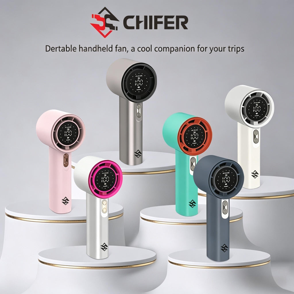 CHIFER Mini Portable Handheld Fan, USB Rechargeable Small Personal Fan with 5 Speeds for Travel, Office, Outdoor