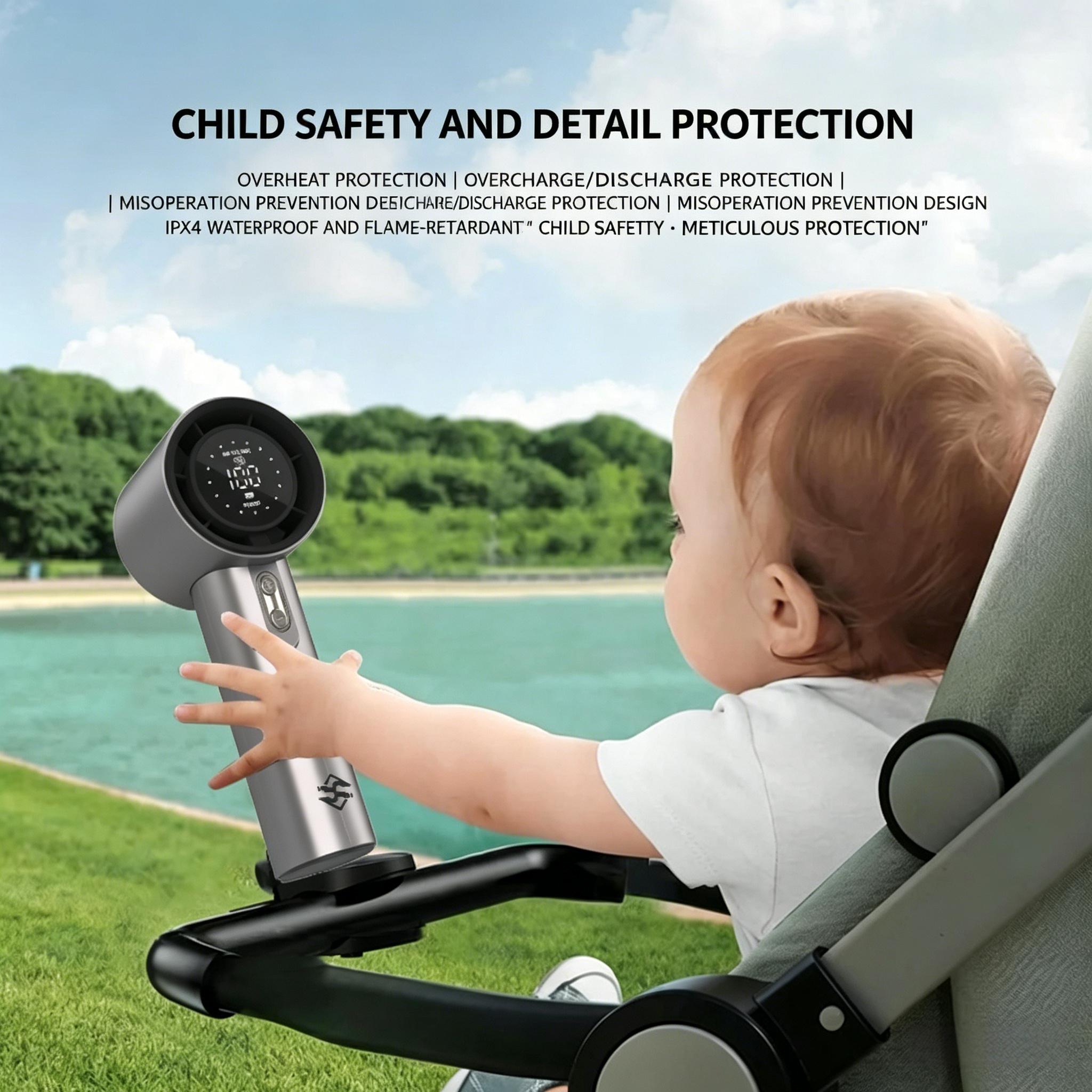 CHIFER Mini Portable Handheld Fan, USB Rechargeable Small Personal Fan with 5 Speeds for Travel, Office, Outdoor