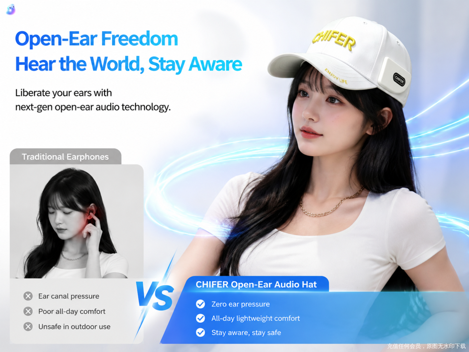 CHIFER Smart Audio Caps--white